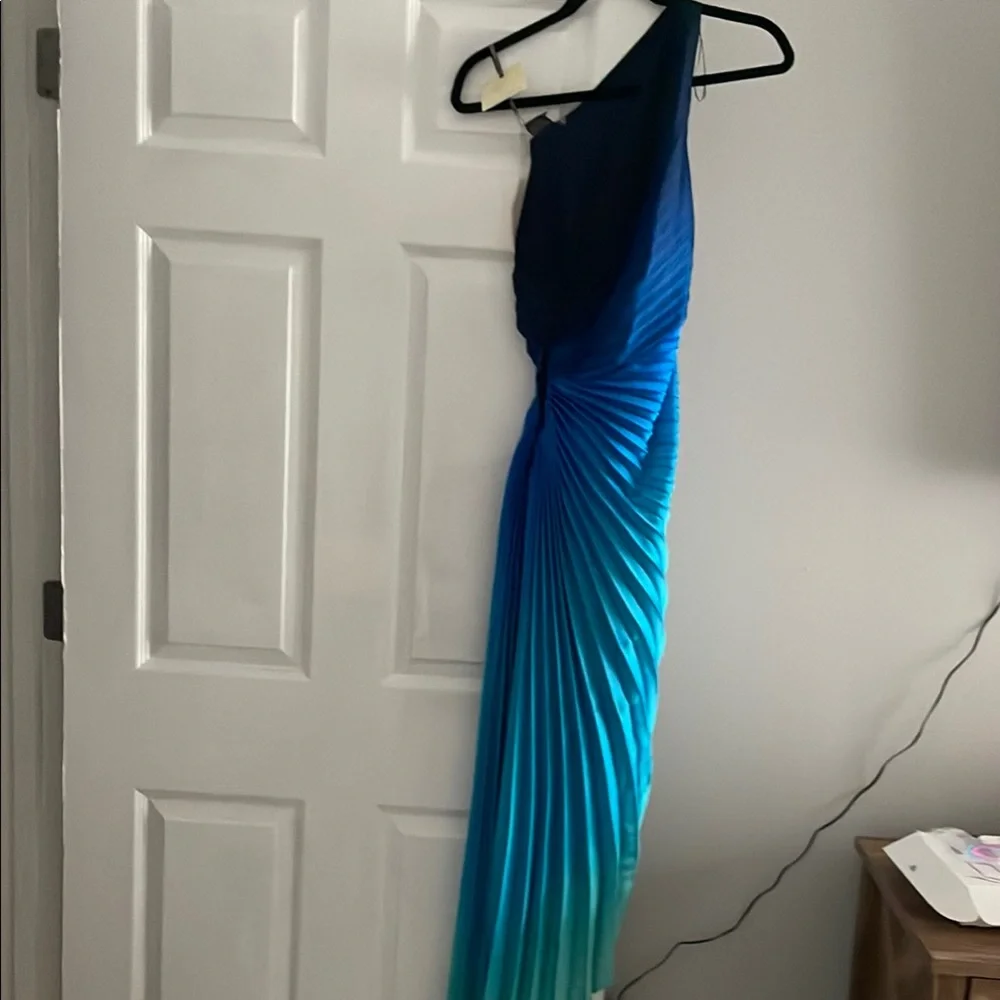 Dress Forum Blue Asymmetrical Pleated Cocktail Dress - Picture 3 of 3